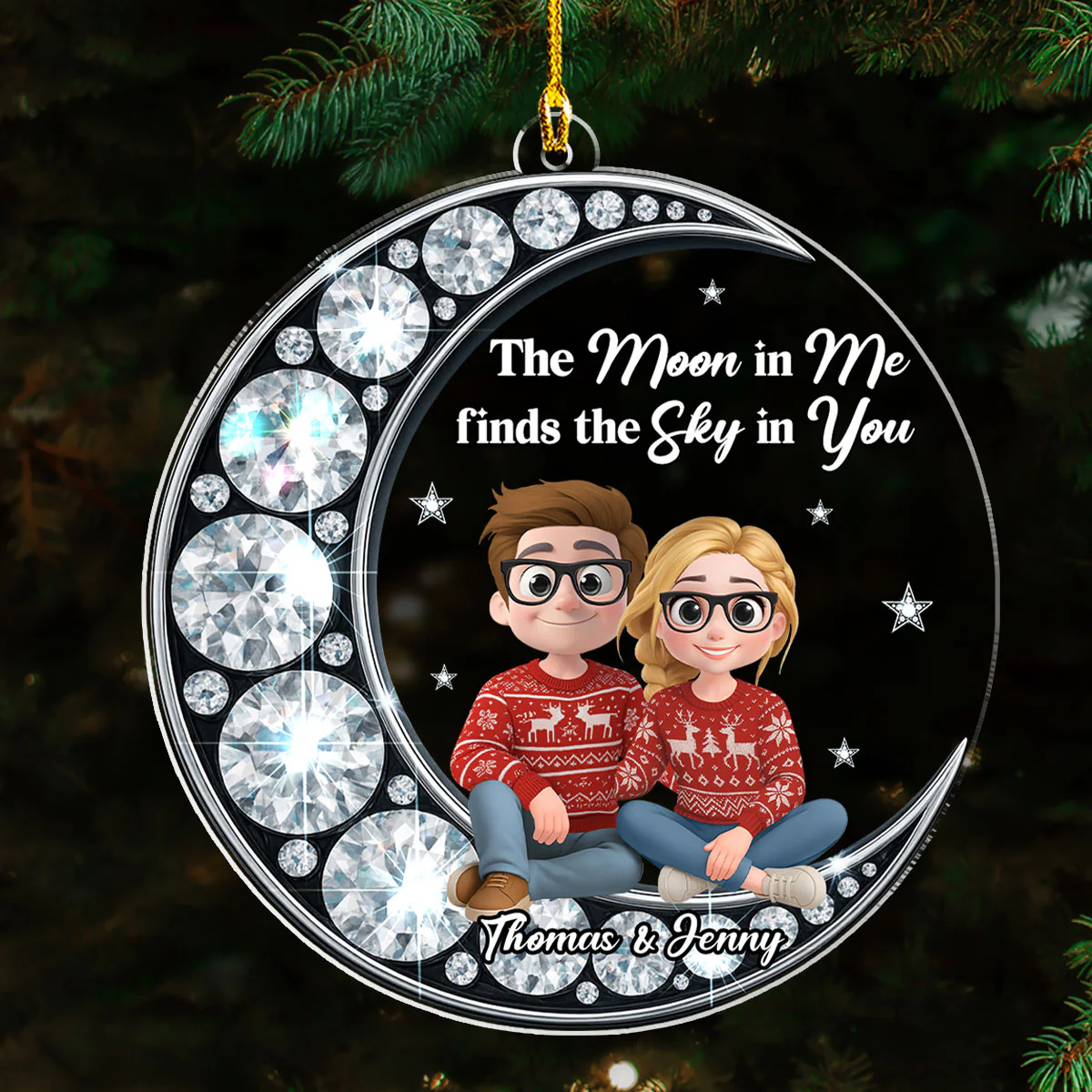 The Moon Found Her Sky - Personalized Custom Acrylic Ornament - Image 3