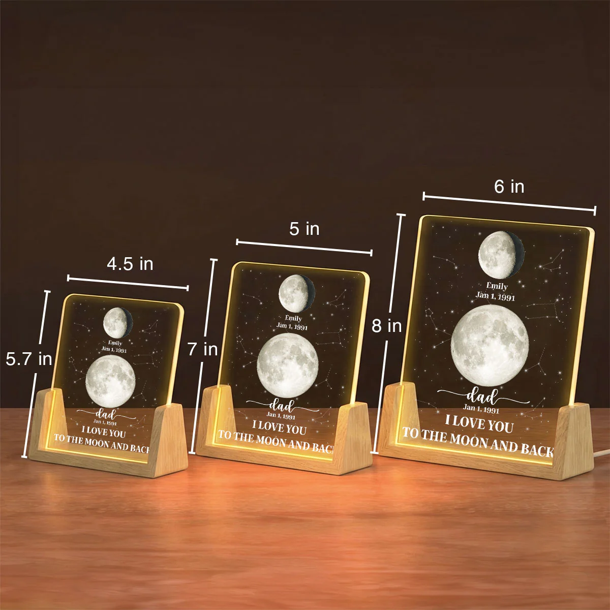 The Moon Phases Of Our Love - Personalized Custom Night Light - Image 3