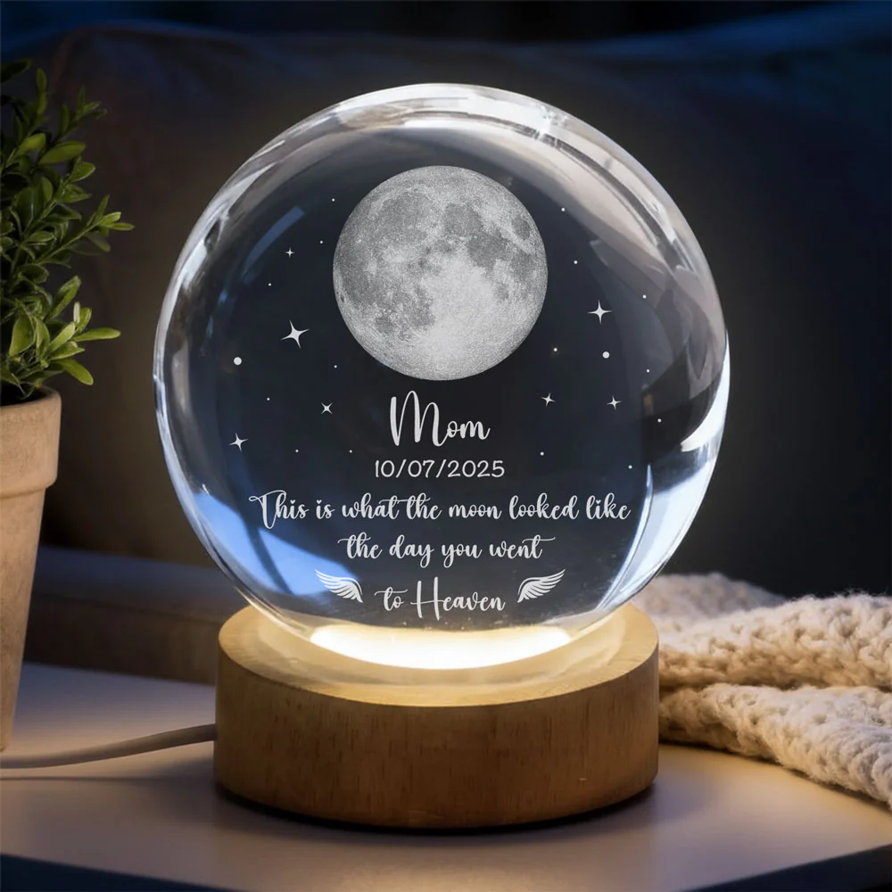 The Moon That Day - Personalized Custom Crystal Globe Lamp - Image 3