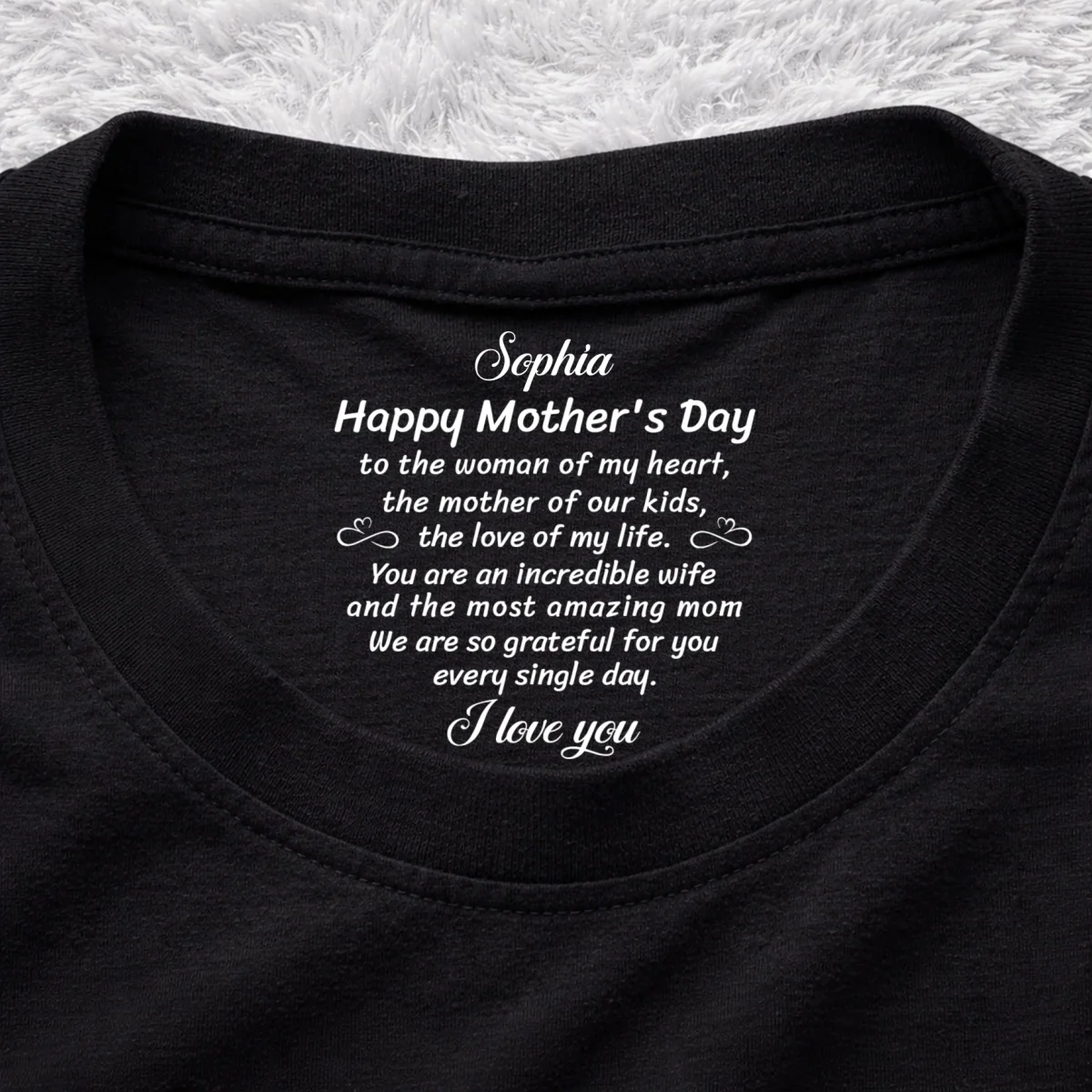 The Mother Of Our Kid - Personalized Custom Inside Neck Print T-Shirt - Image 7