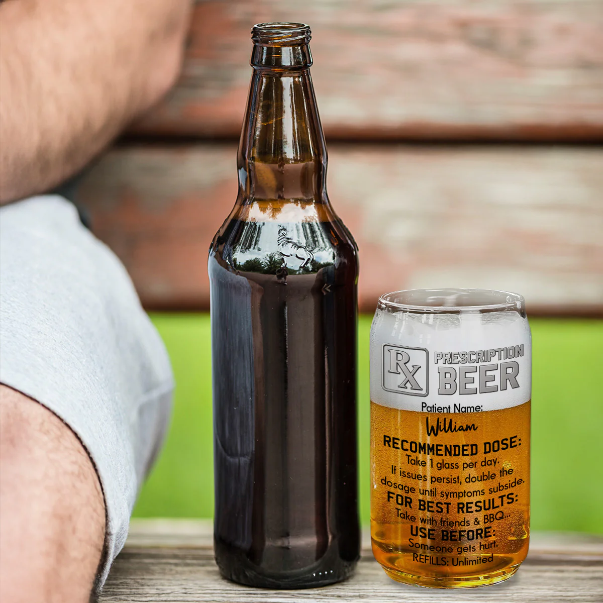 The Only Prescription Dad Needs - Personalized Custom Beer Can Glass - Image 3