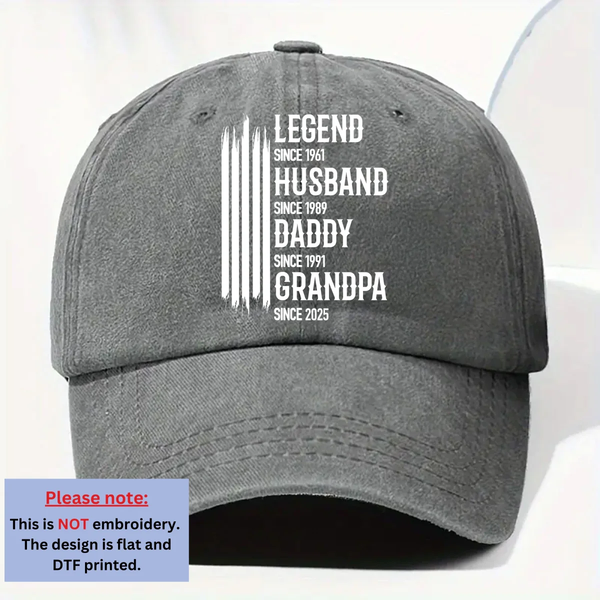 The Original Legend - Personalized Custom Vintage Washed Denim Cap - Image 7