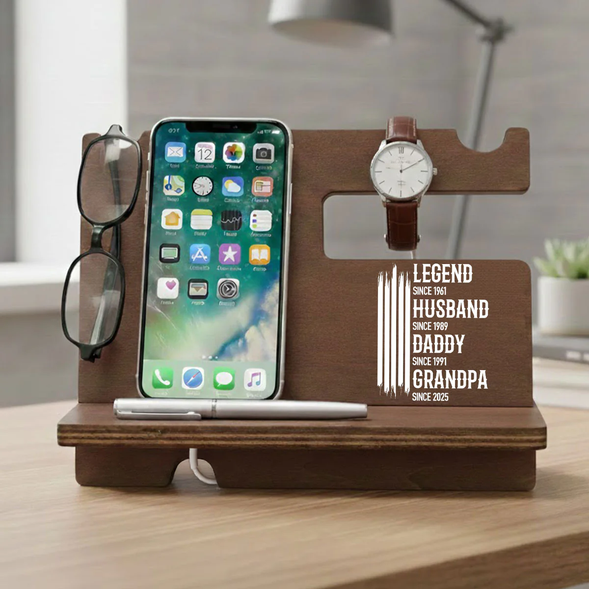 The Original Legend - Personalized Custom Wood Phone Docking Station - Image 2