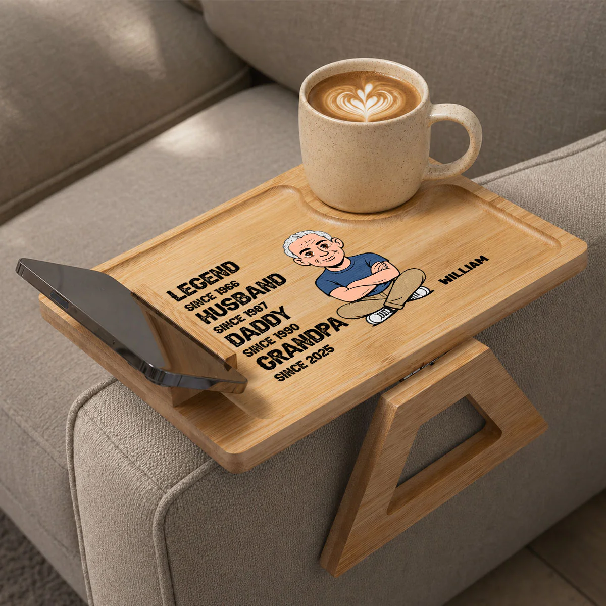 The Original Legend - Personalized Custom Wooden Couch Arm Table - Image 3