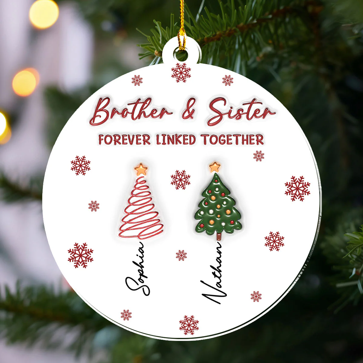 The Root Keeps Brother And Sister Together - Personalized Custom 3D Inflated Effect Acrylic Ornament - Image 2