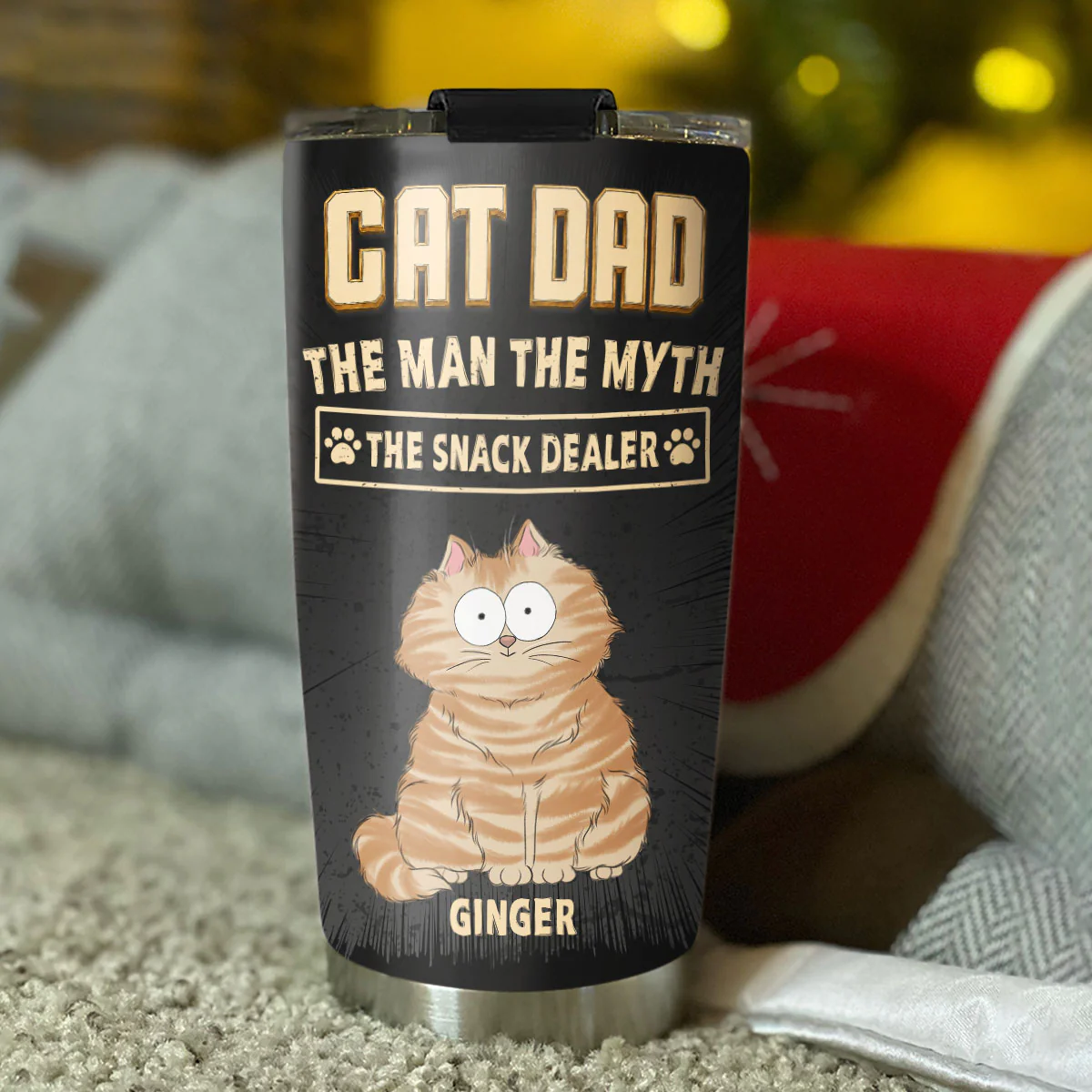 The Snack Dealer Cat Dad - Personalized Custom Tumbler - Image 4