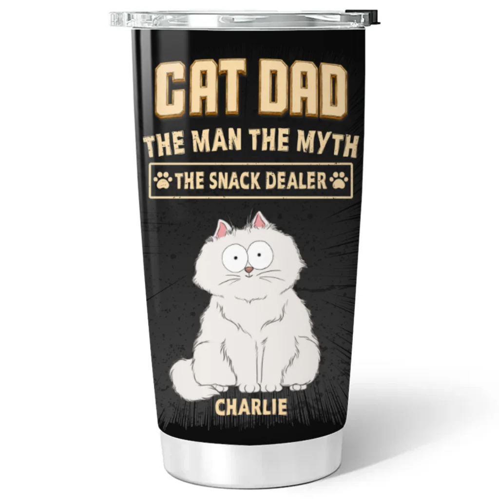 The Snack Dealer Cat Dad - Personalized Custom Tumbler - Image 6