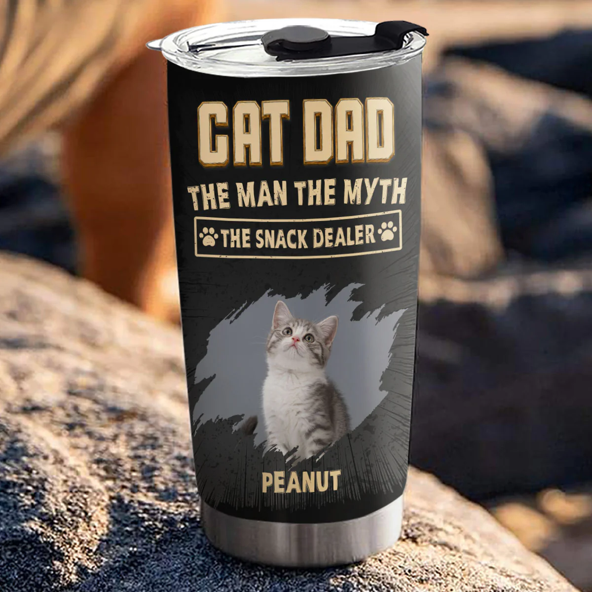 The Snack Dealer Cat Dad Photo - Personalized Custom Tumbler - Image 3