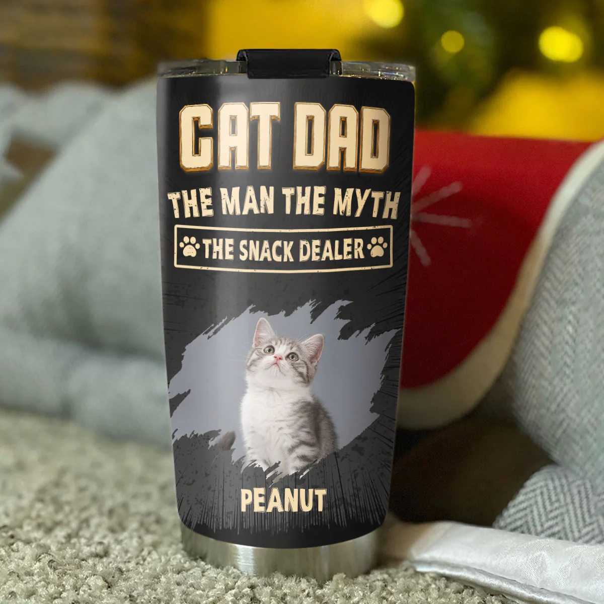The Snack Dealer Cat Dad Photo - Personalized Custom Tumbler - Image 5