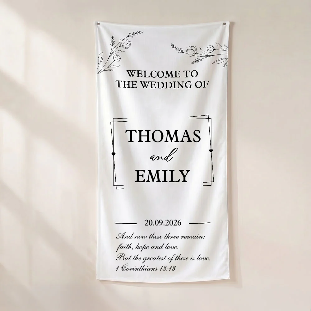 The Wedding Of Us - Personalized Custom Welcome Linen Sign - Image 8