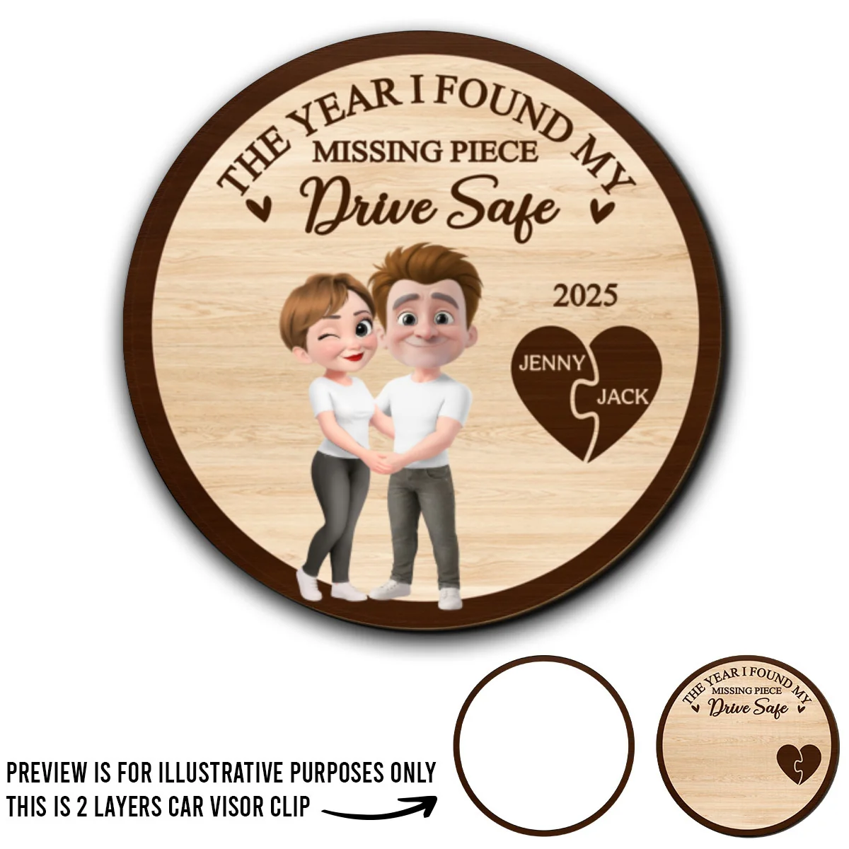 The Year I Found My Missing Piece Kissing Couples - Personalized Custom Car Visor Clip - Image 5