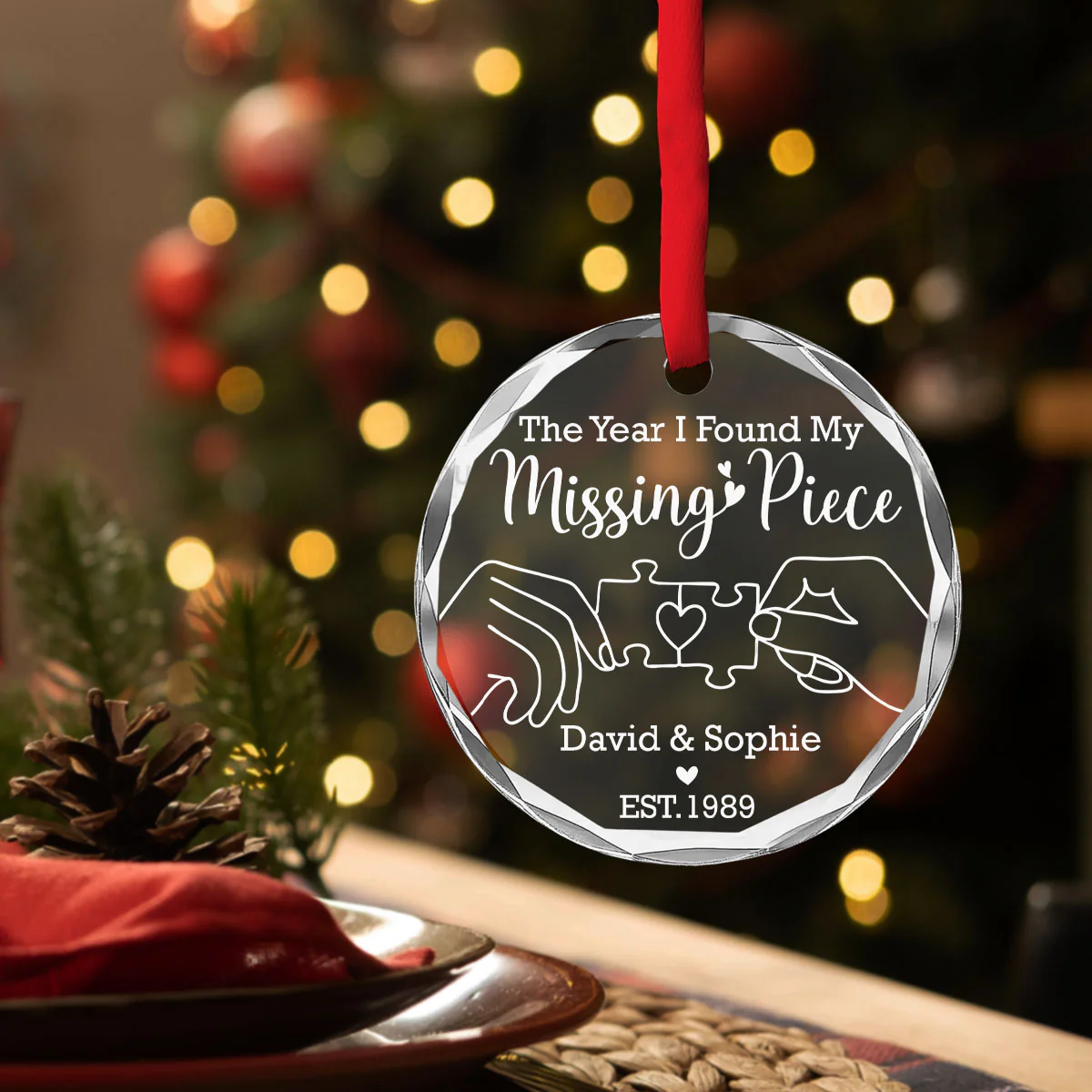 The Year I Found My Missing Piece - Personalized Custom Glass Ornament - Image 4