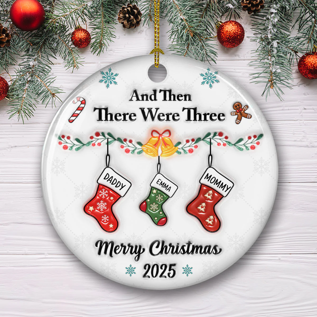 There Were Four - Personalized Custom 3D Inflated Effect Ceramic Ornament - Image 2
