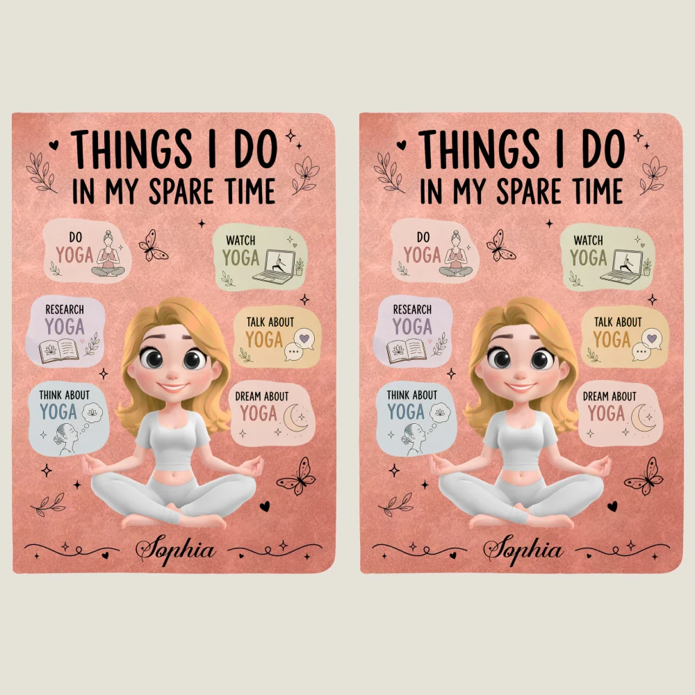 Things I Do Yoga - Personalized Custom Leather Journal - Image 10