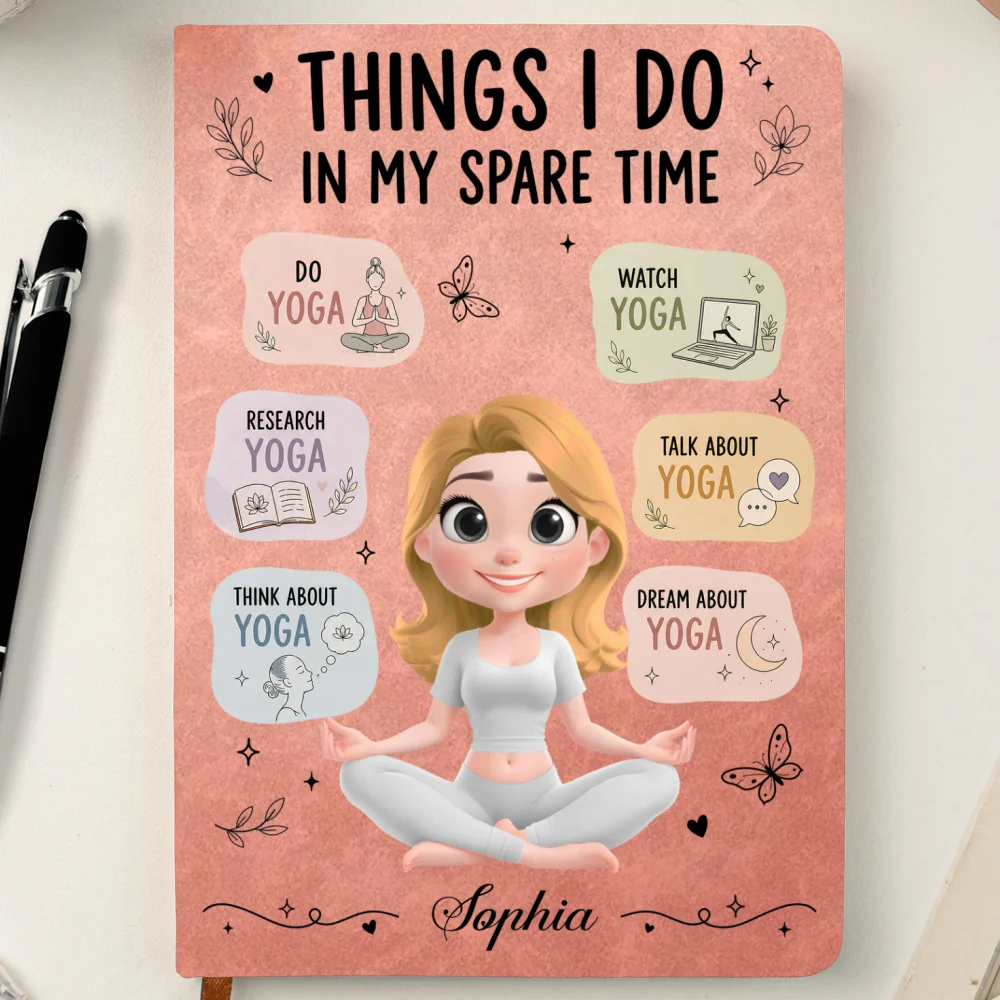 Things I Do Yoga - Personalized Custom Leather Journal - Image 9