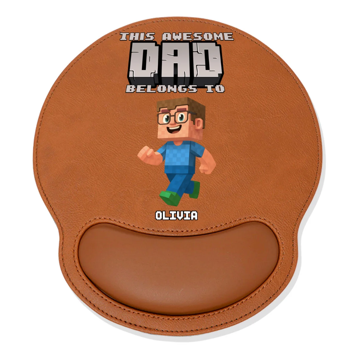 This Awesome Dad Belongs To - Personalized Custom Leather Mouse Pad - Image 10