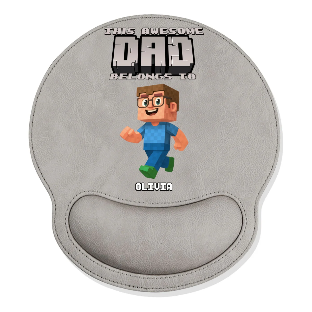This Awesome Dad Belongs To - Personalized Custom Leather Mouse Pad - Image 11