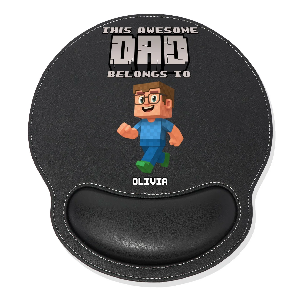 This Awesome Dad Belongs To - Personalized Custom Leather Mouse Pad - Image 9