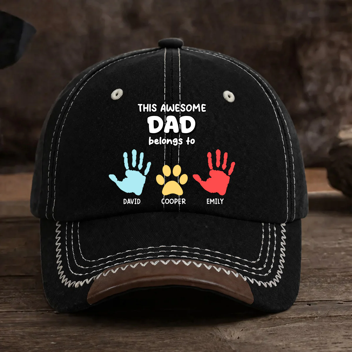 This Awesome Dad Grandpa Belongs To - Personalized Custom Vintage Soft Baseball Cap - Image 2