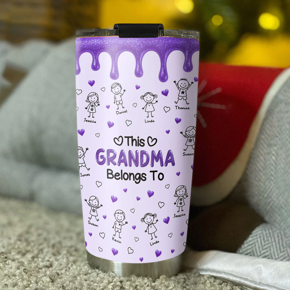 This Grandma Mom Belongs To - Personalized Custom 3D Inflated Effect Tumbler - Image 4
