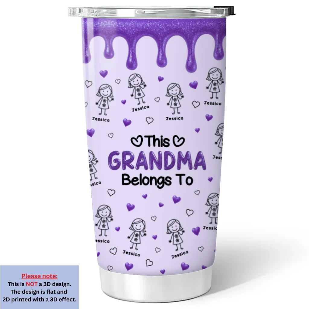 This Grandma Mom Belongs To - Personalized Custom 3D Inflated Effect Tumbler - Image 6
