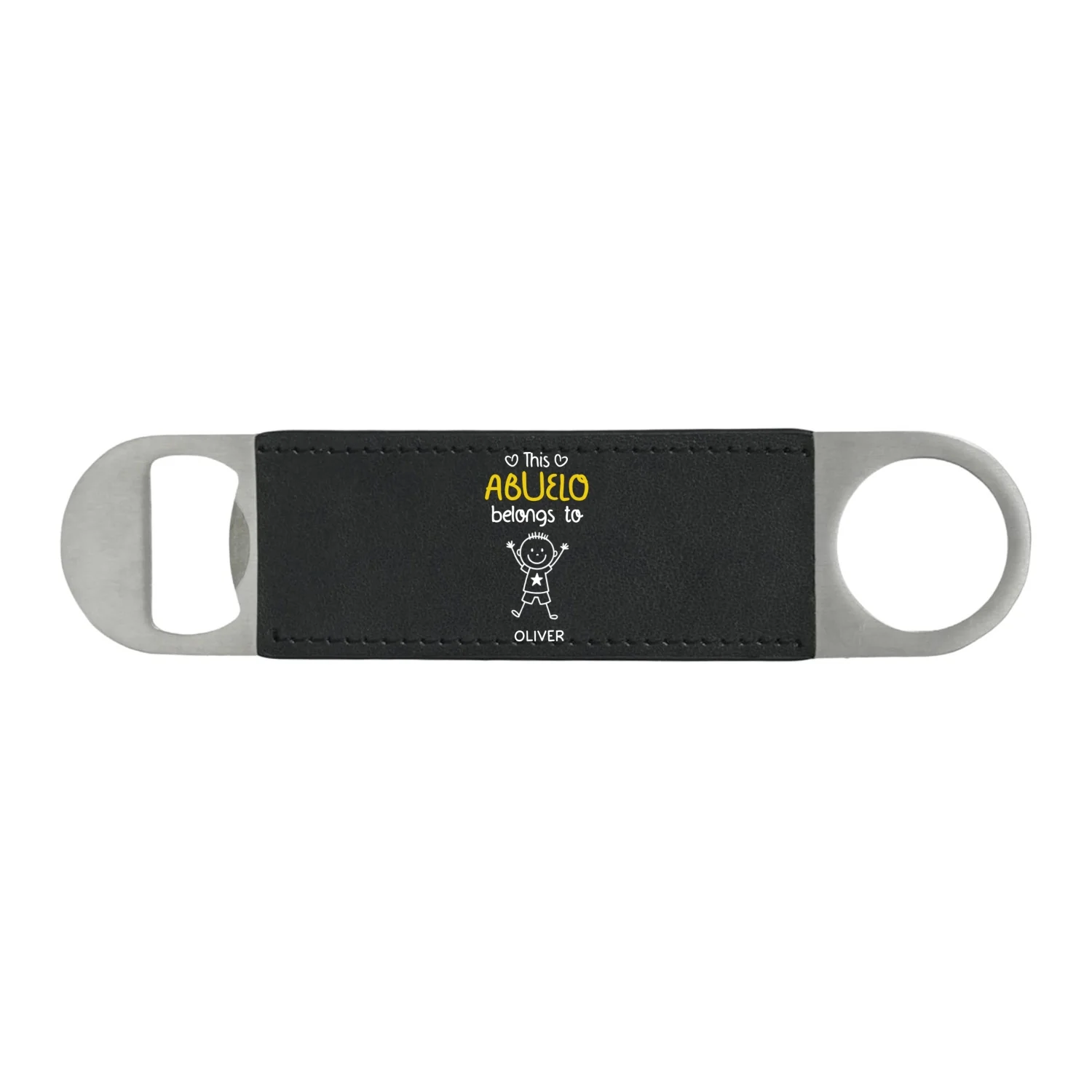 This Grandpa Belongs To Us - Personalized Custom Leather Bottle Opener - Image 8
