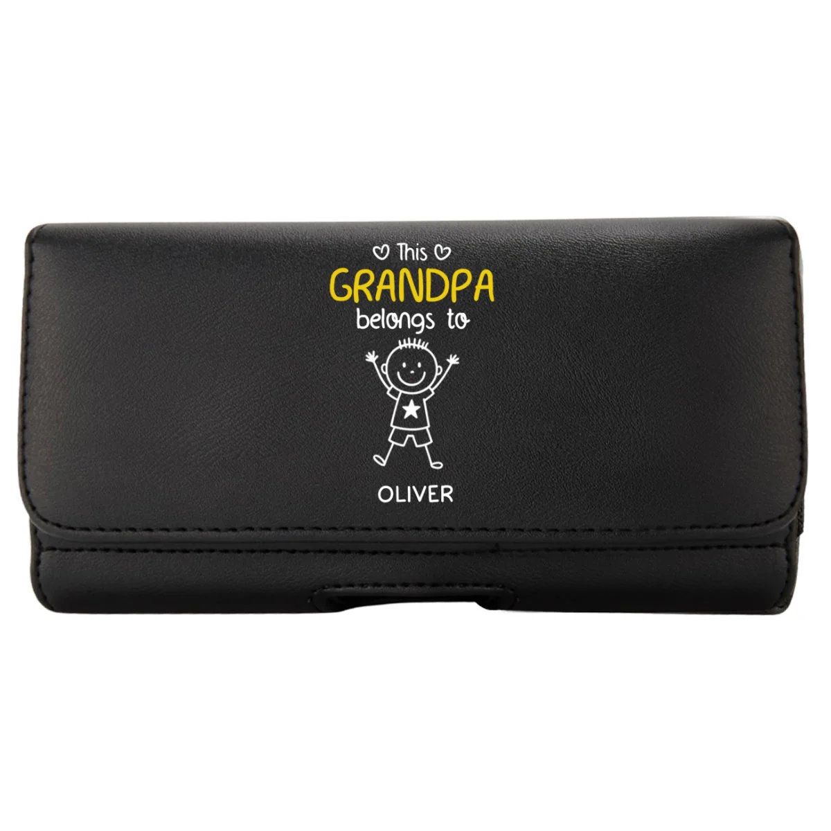This Grandpa Belongs To Us - Personalized Custom Leather Phone And Card Holster - Image 9