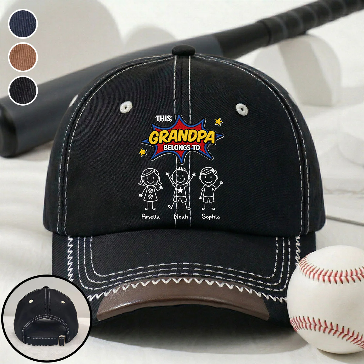 This Grandpa Belongs To Us - Personalized Custom Vintage Soft Baseball Cap