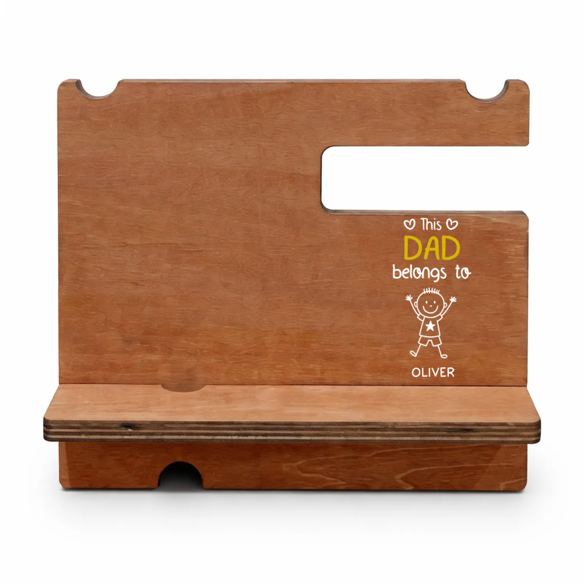This Grandpa Belongs To Us - Personalized Custom Wood Phone Docking Station - Image 6