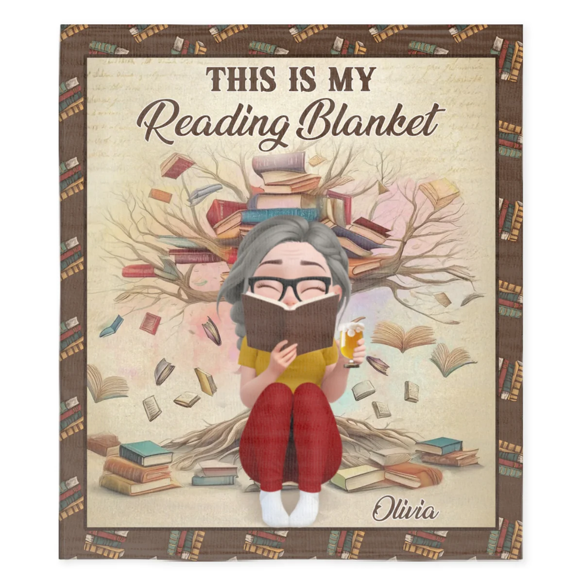 This is My Reading Blanket - Personalized Custom Fleece Blanket - Image 5
