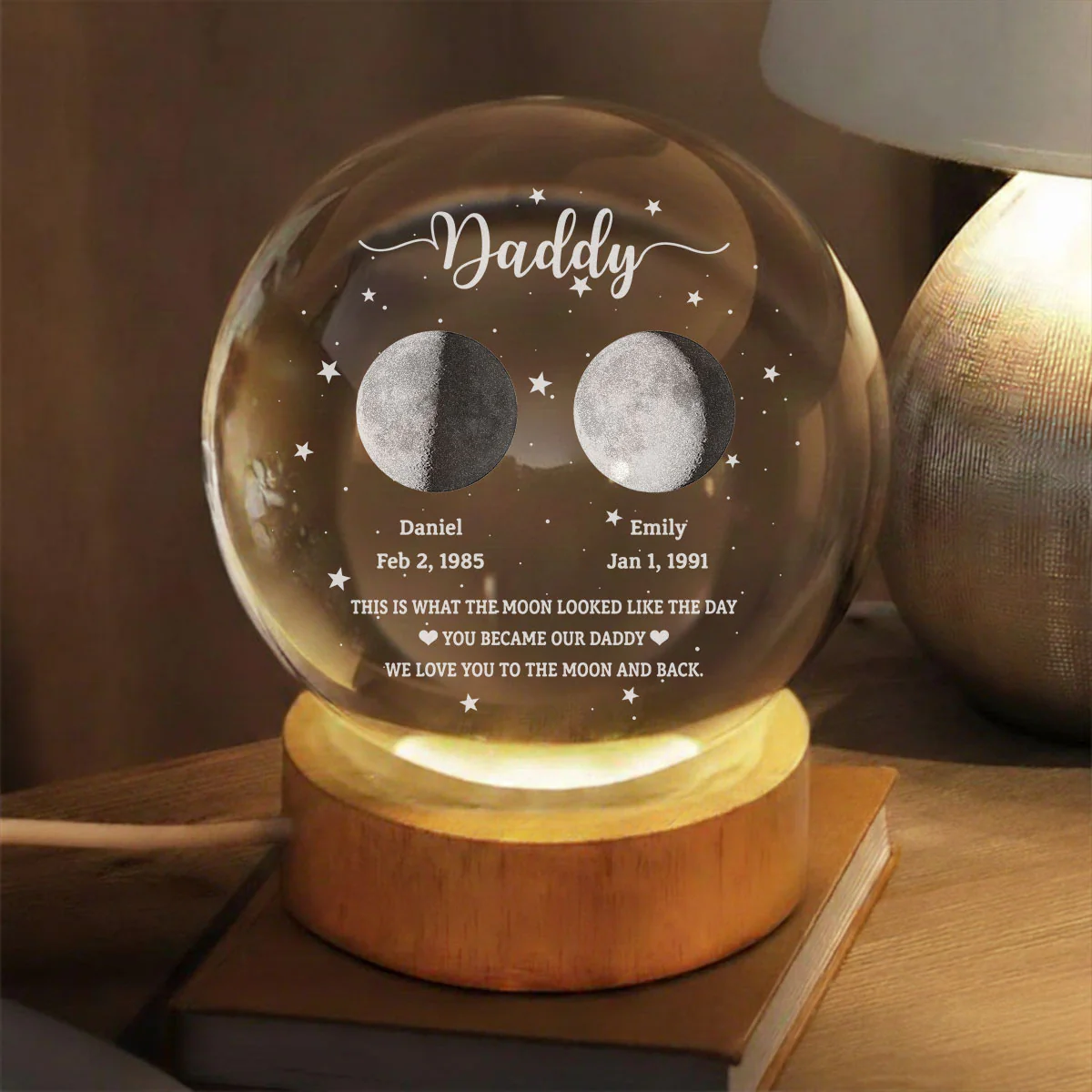 This Is What The Moon Looked Like - Personalized Custom Crystal Globe Lamp - Image 2