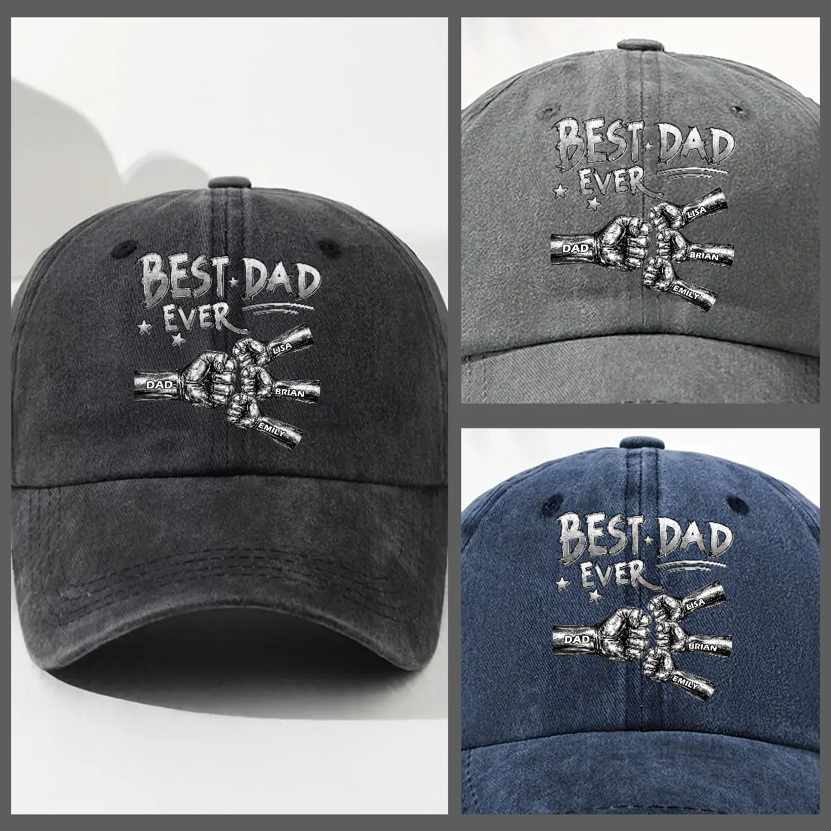 This Power Comes From Love - Personalized Custom Vintage Washed Denim Cap - Image 4