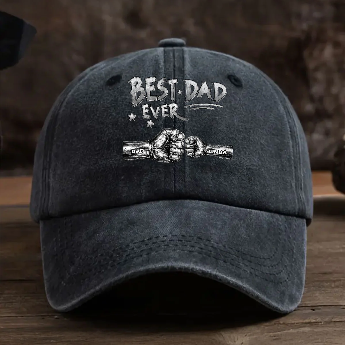 This Power Comes From Love - Personalized Custom Vintage Washed Denim Cap - Image 5