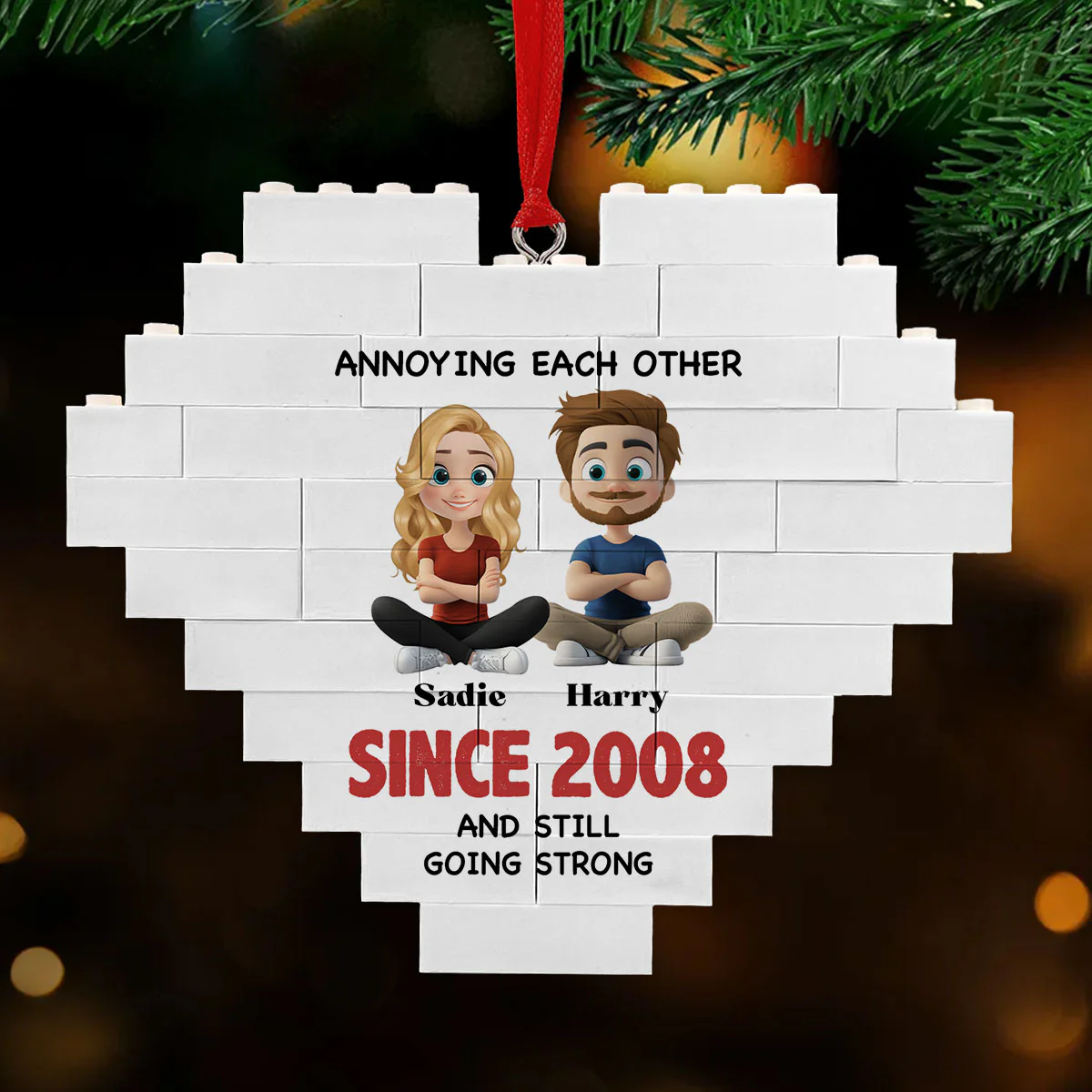 Till The End Of Time - Personalized Custom Heart Puzzle Ornament - Image 5