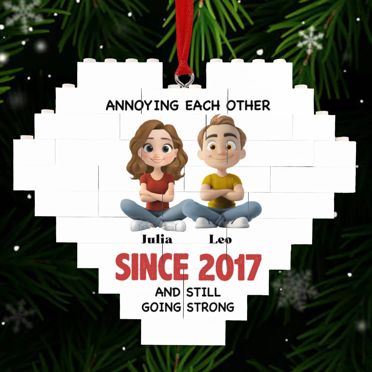 Till The End Of Time - Personalized Custom Heart Puzzle Ornament - Image 7
