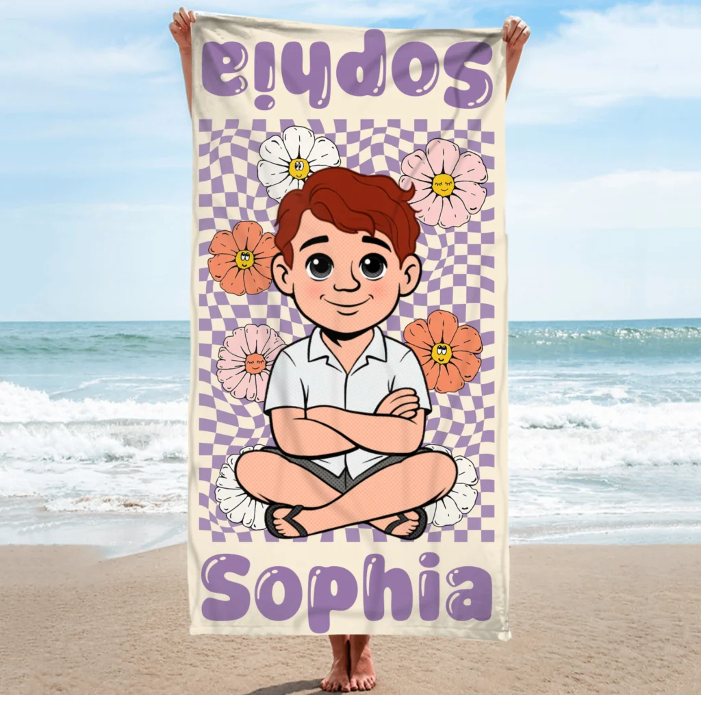 Tiny Toes Sandy Shores - Personalized Custom Beach Towel - Image 5