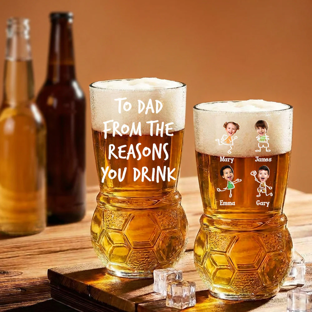 To Dad From The Reason You Drink - Personalized Custom Football Beer Glass