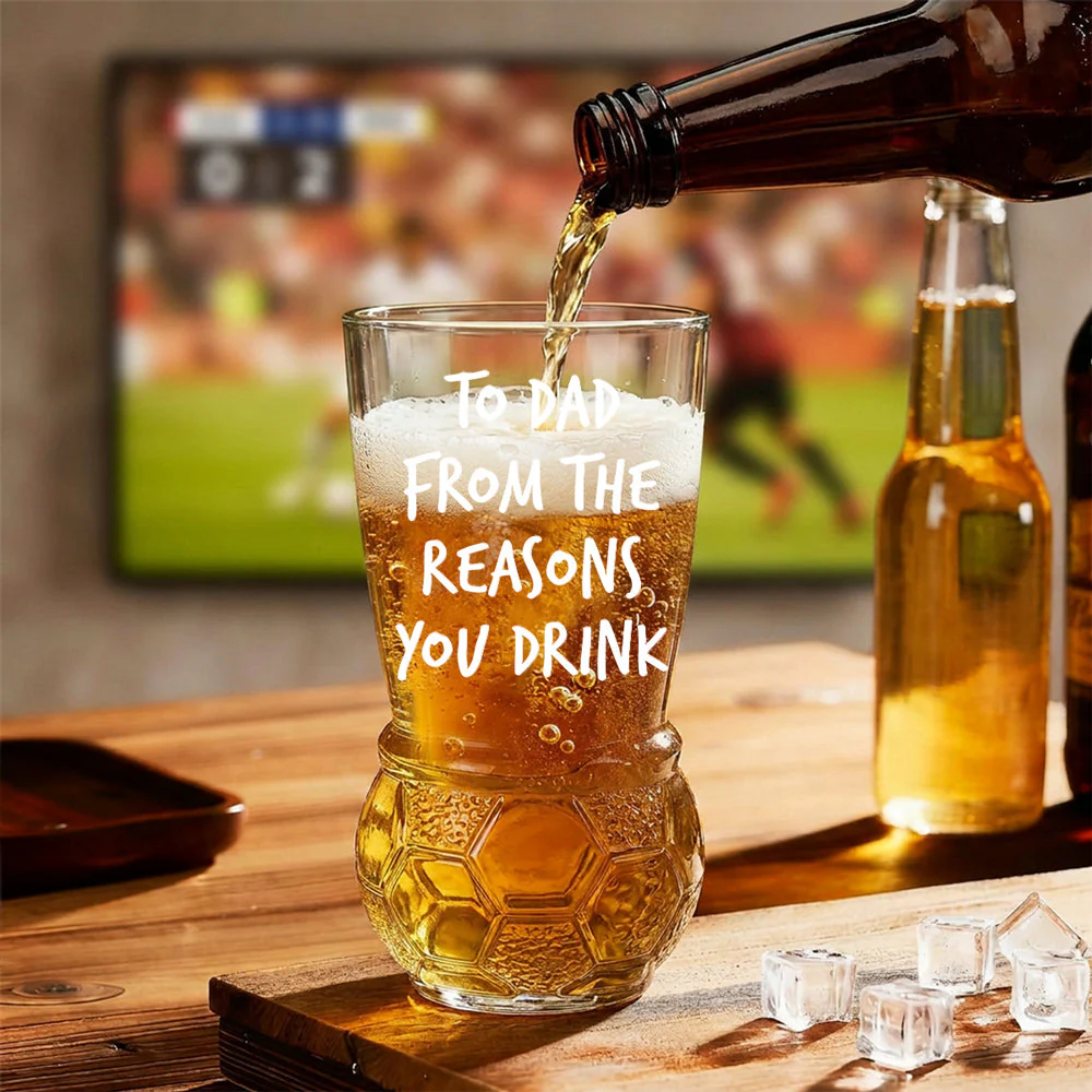 To Dad From The Reason You Drink - Personalized Custom Football Beer Glass - Image 4