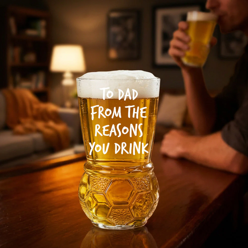 To Dad From The Reason You Drink - Personalized Custom Football Beer Glass - Image 6