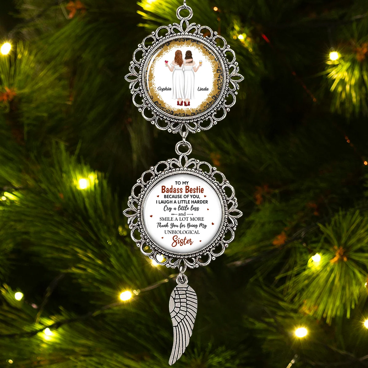 To My Badass Bestie - Personalized Custom Charming Ornament - Image 6