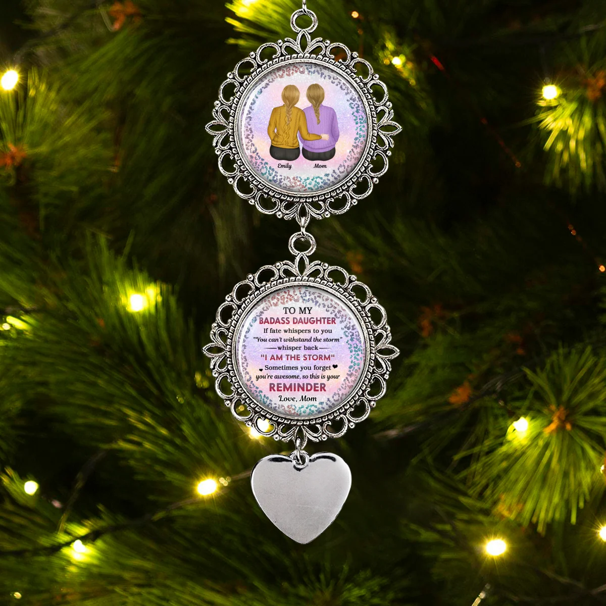 To My Badass Daughter Xmas - Personalized Custom Charming Ornament - Image 7
