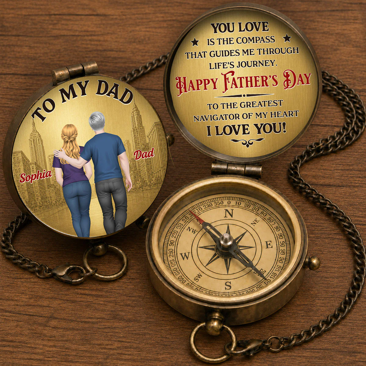 To My Dad - Personalized Custom Pocket Compass - Image 3