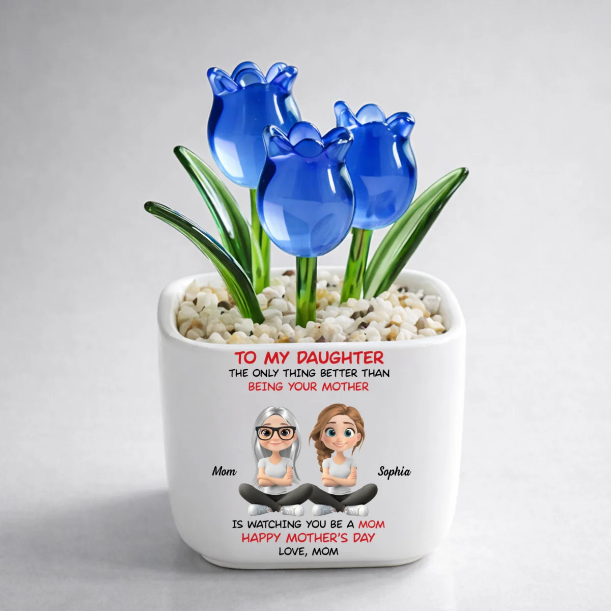 To My Daughter Cartoonize - Personalized Custom Glass Everlasting Tulips - Image 7