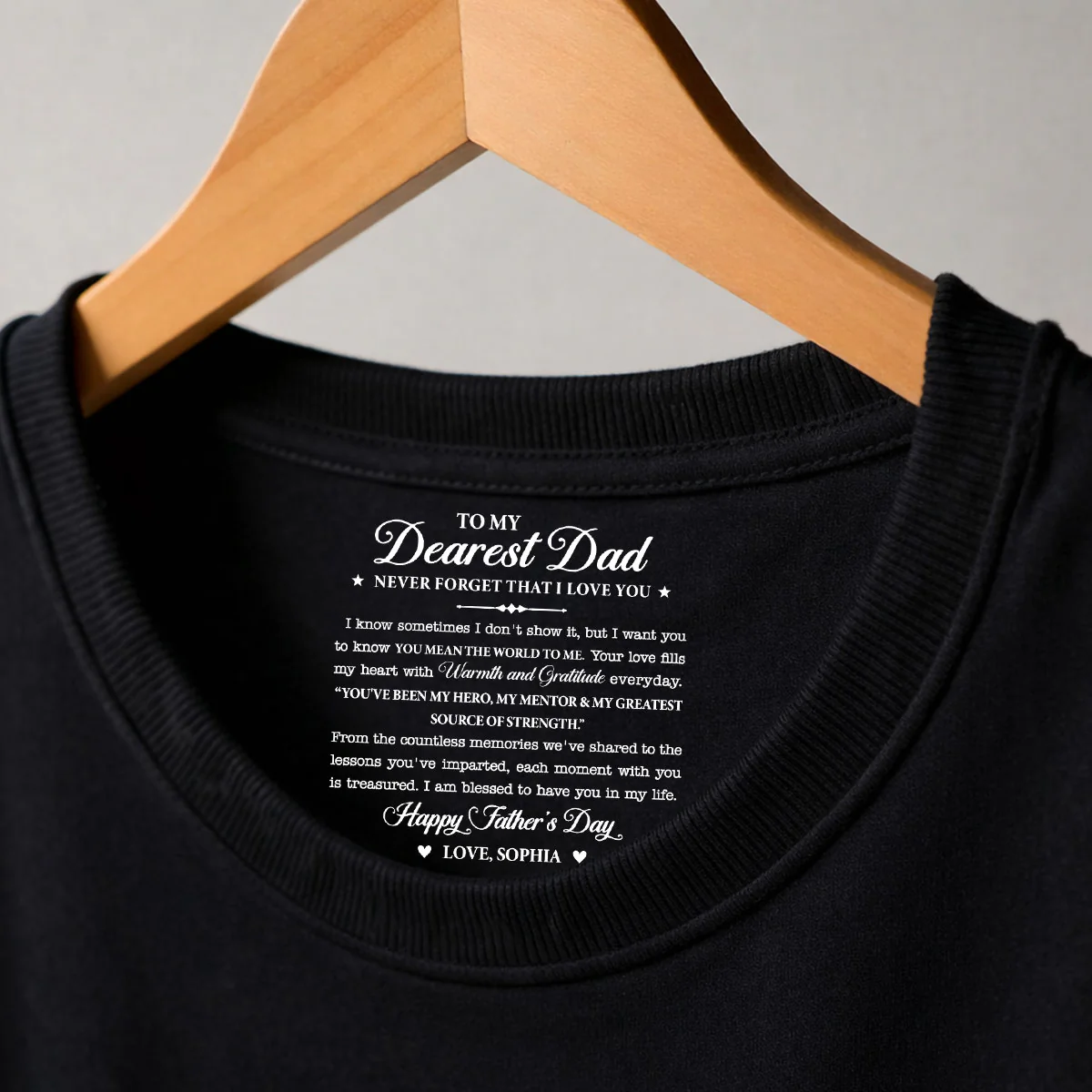 To My Dearest Dad - Personalized Custom Inside Neck Print T-Shirt - Image 3