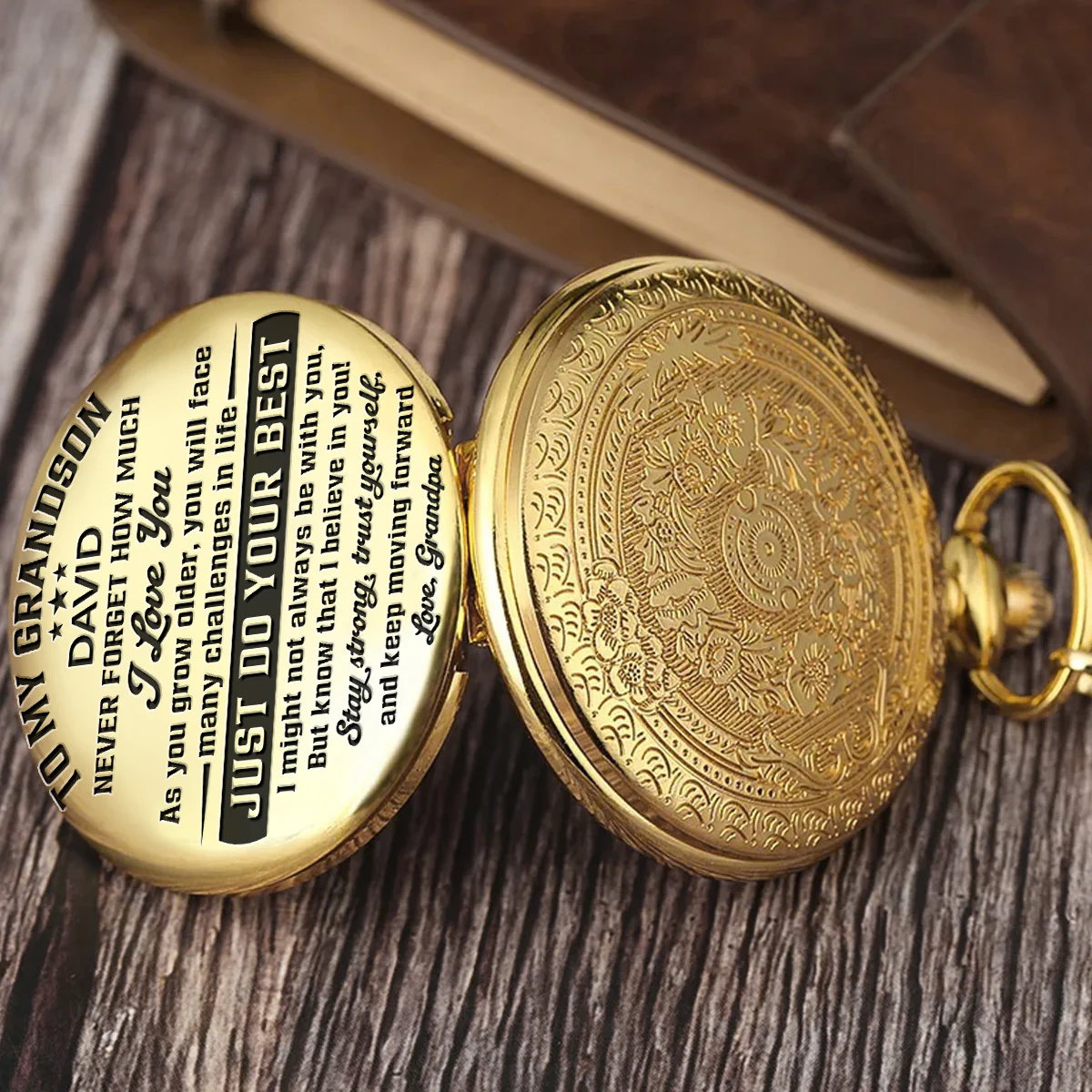 To My Grandson I Believe In You - Personalized Custom Pocket Watch - Image 2