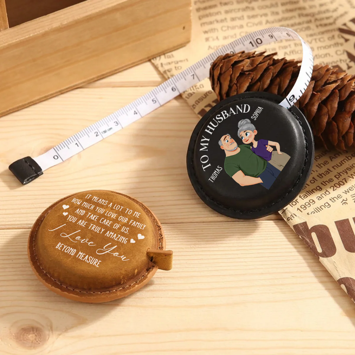 To My Husband - Personalized Custom Leather Tape Measure - Image 3