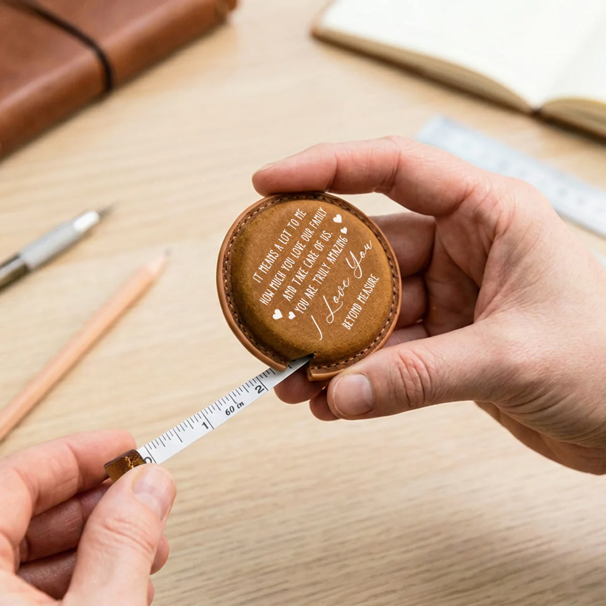 To My Husband - Personalized Custom Leather Tape Measure - Image 4