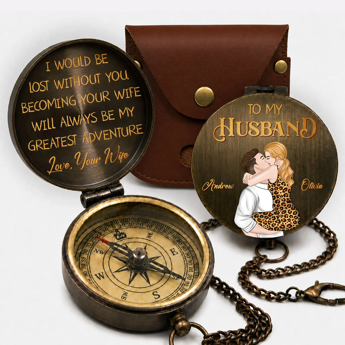 To My Husband- Personalized Custom Pocket Compass