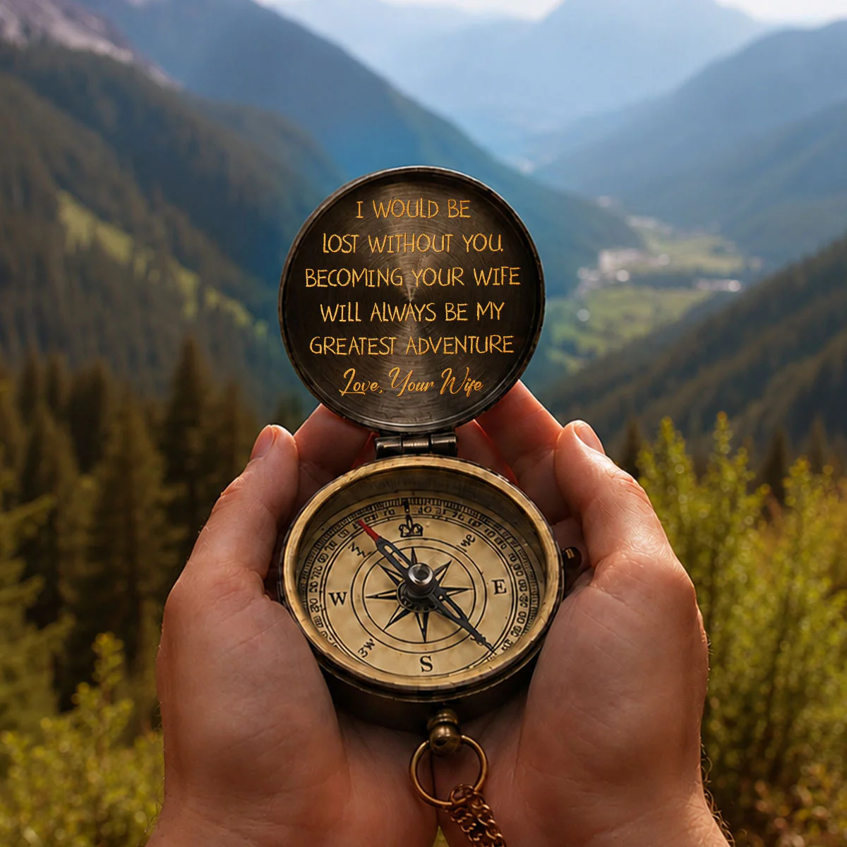 To My Husband- Personalized Custom Pocket Compass - Image 5