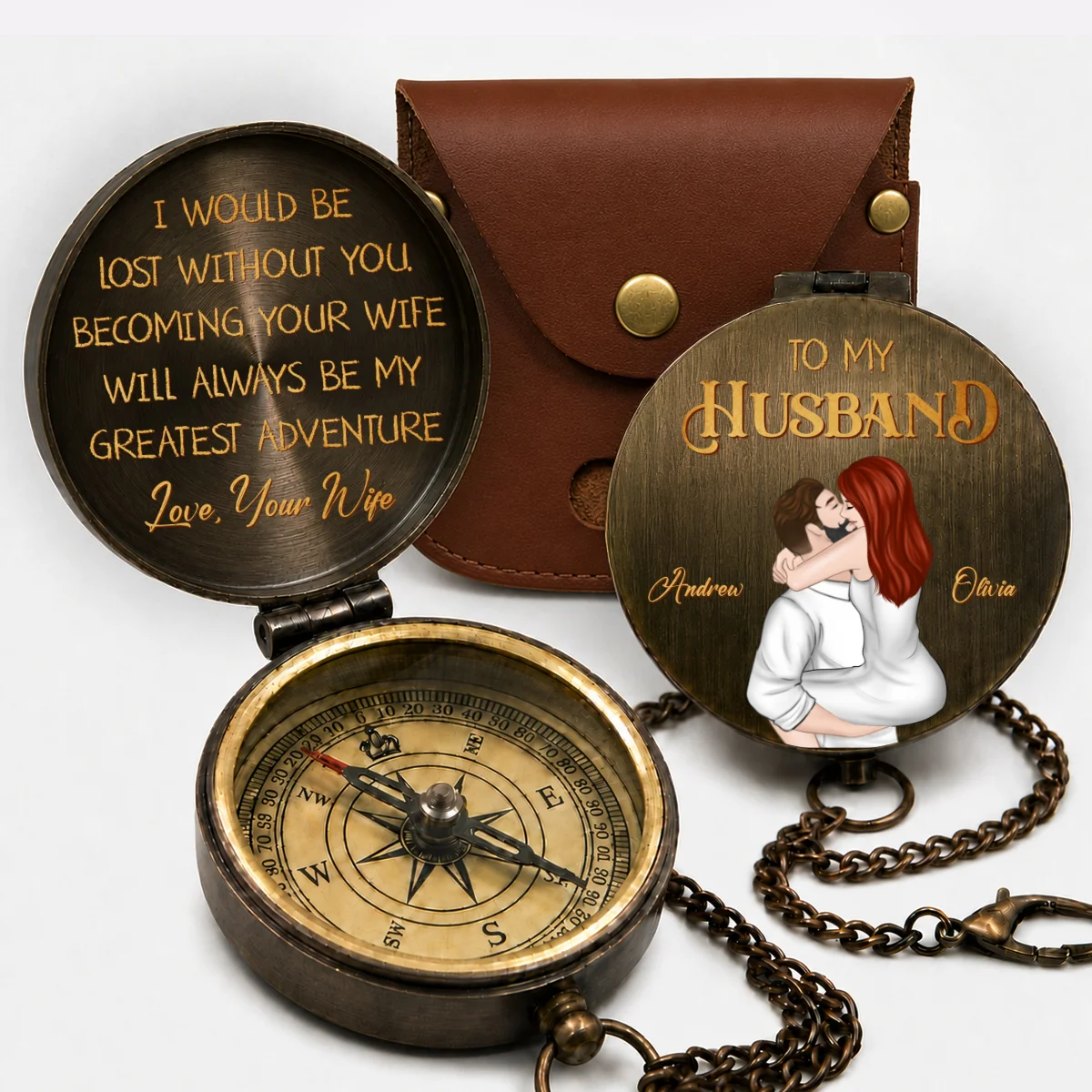 To My Husband- Personalized Custom Pocket Compass - Image 7